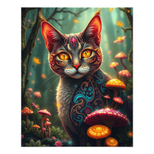 Foto Gato Fantasía Magnífica del Bosque Mushroom