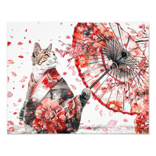 Foto gato geisha en un kimono detallado se sienta con g