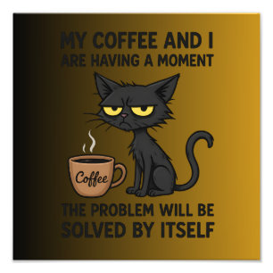 Foto Gato gruñón divertido Café Caricatura Humor Café