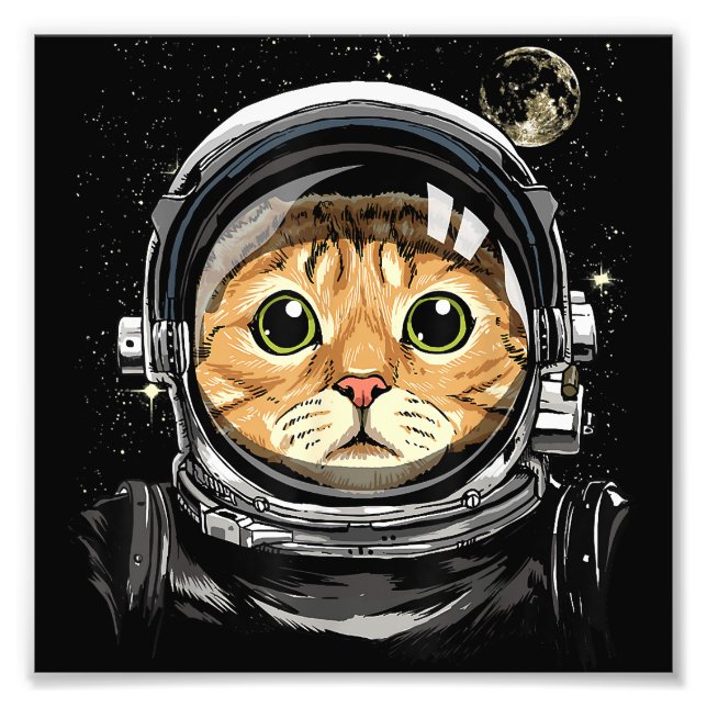 Foto Gato Kitty Astronauta Animal Face Galaxia (Frente)