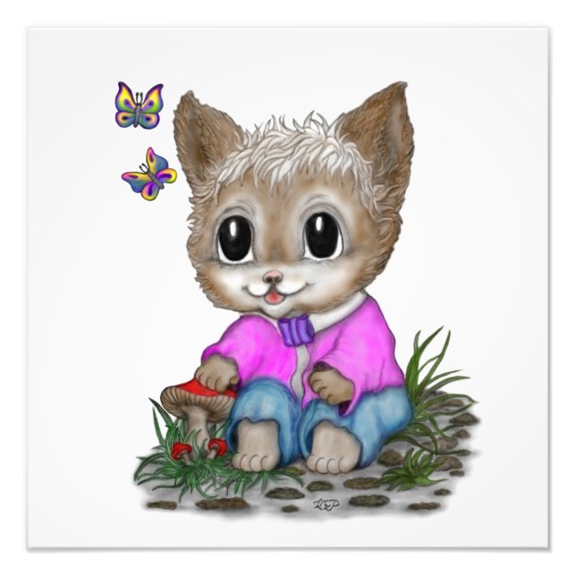 Foto Gato Kitty y mariposa (Frente)