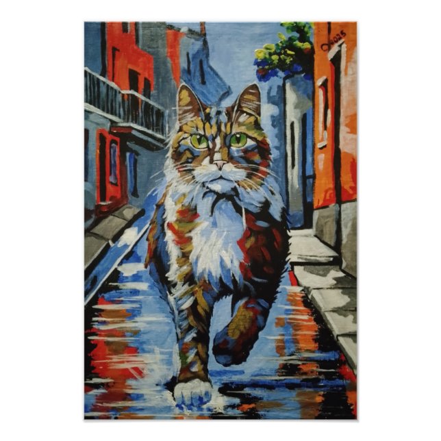 Foto gato, kotofey, calle, ciudad, animal (Frente)