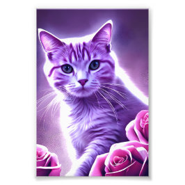 Foto Gato morado llamado Lavender con rosas