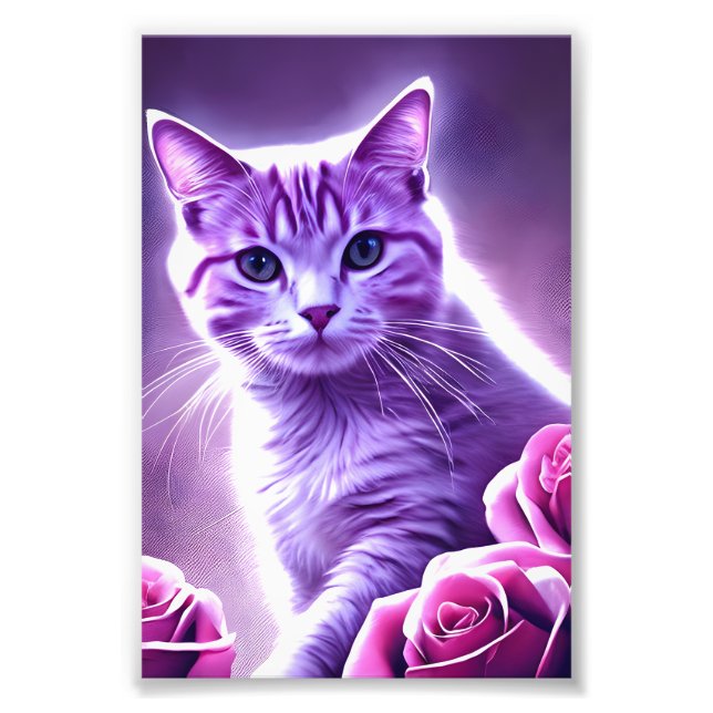 Foto Gato morado llamado Lavender con rosas (Frente)