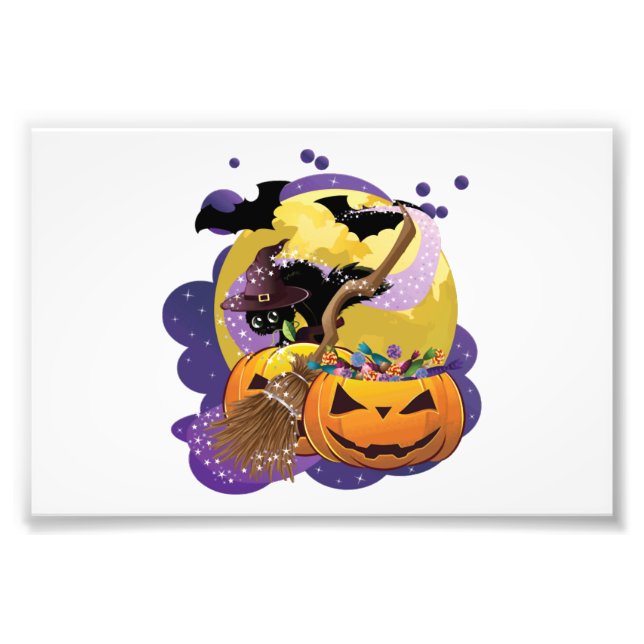 Foto gato negro de Halloween (Frente)