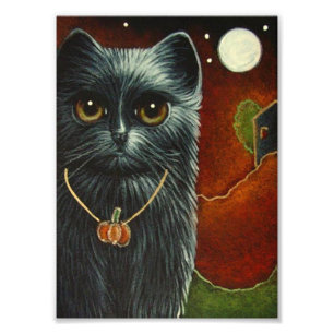 Foto GATO NEGRO DE HALLOWEEN con IMPRESIÓN DE COLGANTE