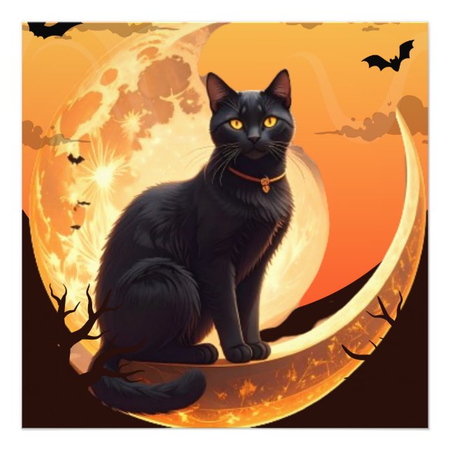 Foto Gato negro de Halloween moderno (Frente)