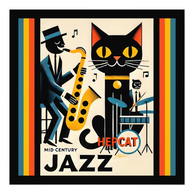 Foto Gato negro de la edad de jazz de mediados del sigl (Frente)