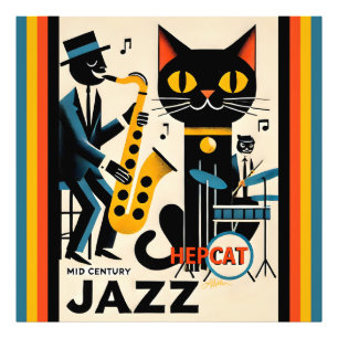Foto Gato negro de la era del jazz de mediados de siglo