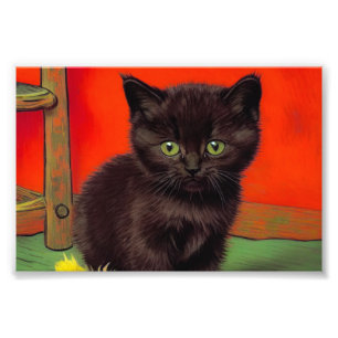 Foto Gato negro estilo Van Gogh