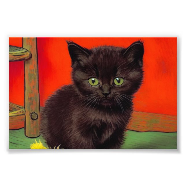 Foto Gato negro estilo Van Gogh (Frente)