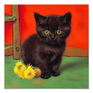 Foto Gato negro estilo Van Gogh