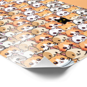 Foto Gato negro lindo en gatos naranjas mascota Patrón 