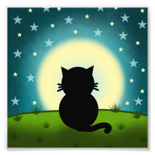 Foto Gato Negro Mirando La Luna