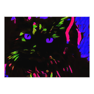 Foto Gato negro neón con ojos brillantes