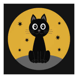 Foto Gato negro sentado viendo las estrellas