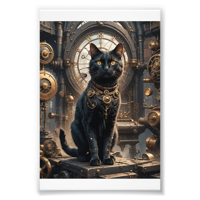 Foto Gato negro Steampunk 1 (Frente)