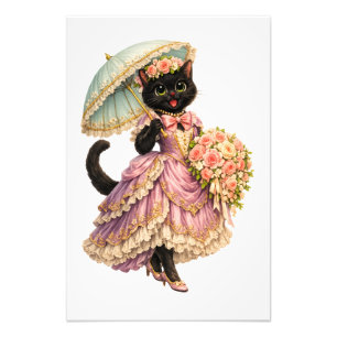 Foto Gato negro victoriano elegante en vestido de lavan