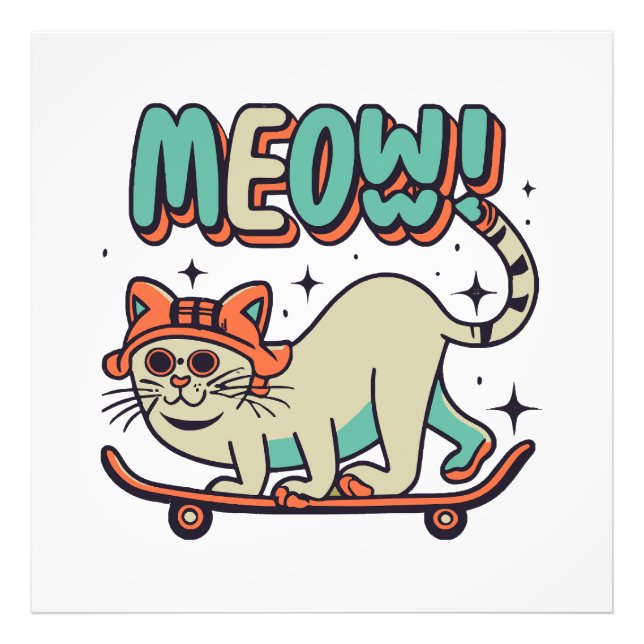 Foto Gato Patinando Miau (Frente)