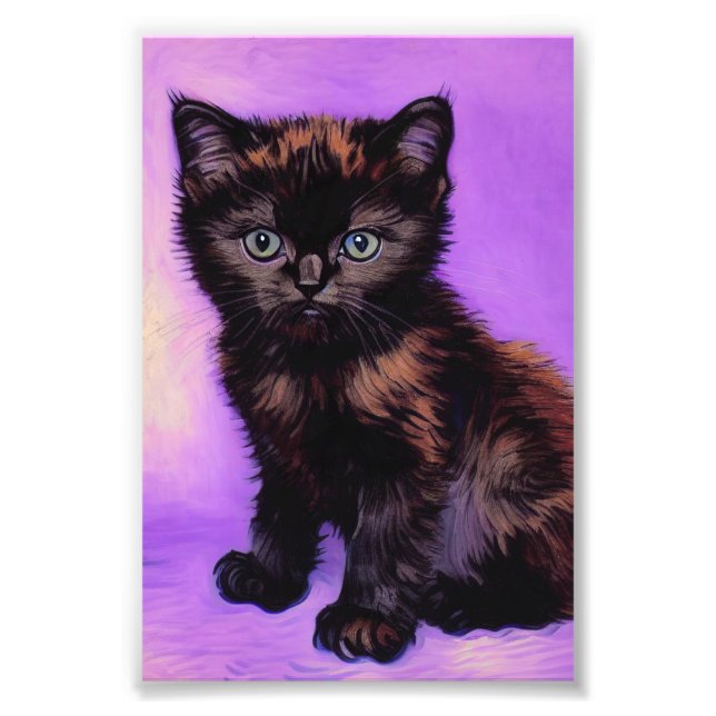 Foto Gato púrpura estilo Van Gogh (Frente)