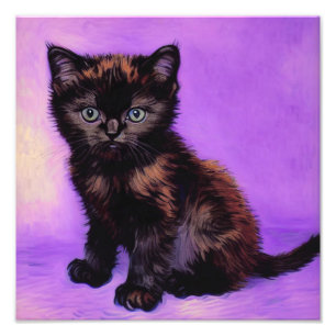 Foto Gato púrpura estilo Van Gogh