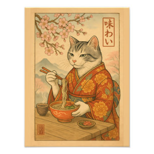 Foto Gato Ramen – Gato al Estilo Japonés Disfrutando de