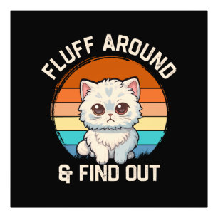 Foto Gato Retro Divertido Fluff Around y Descubre