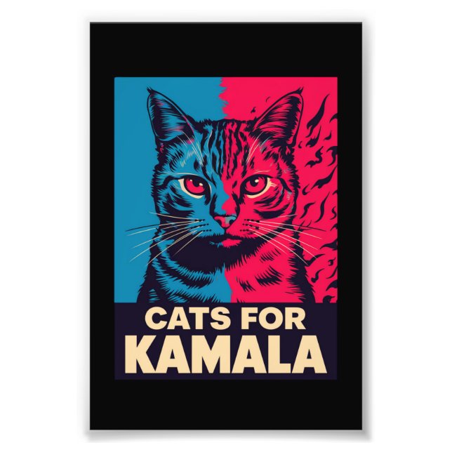 Foto Gato sin hijos votando Kamala Harris 2024 (Frente)