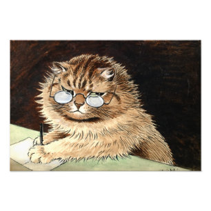 Foto Gato trabajando con gafas de Louis Wain