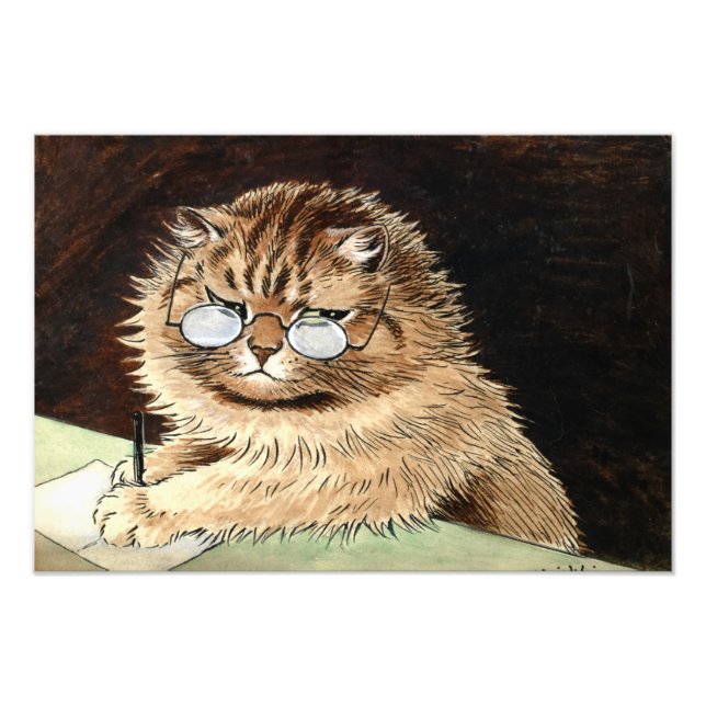 Foto Gato trabajando con gafas de Louis Wain (Frente)