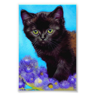 Foto Gato Van Gogh y flores