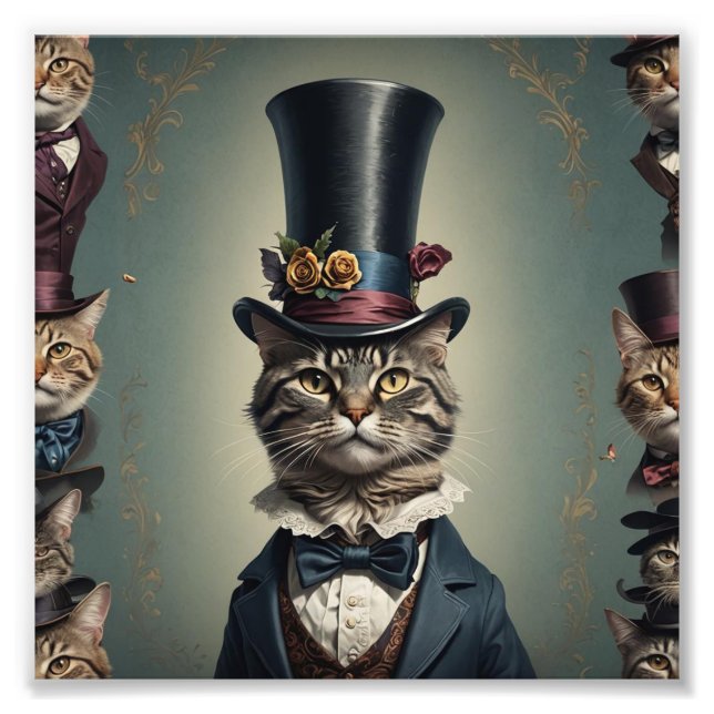 Foto Gato victoriano con Tophat (Frente)