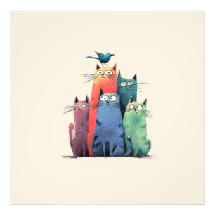 Foto Gatos Coloridos Apilados – Arte de Gato Caprichoso