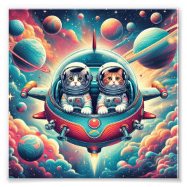 Foto ¡Gatos en el poster espacial!