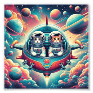 Foto ¡Gatos en el poster espacial!