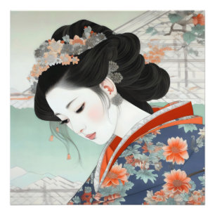 Foto Geisha Colorful Ukiyo-e