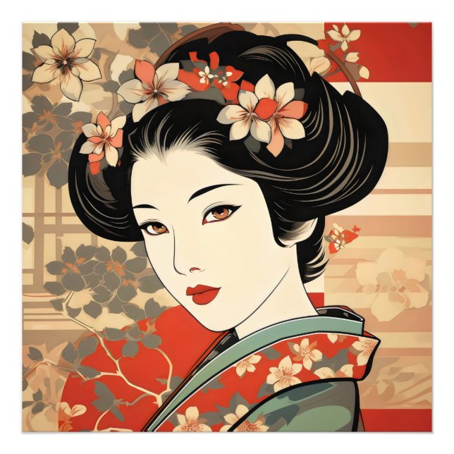 Foto Geisha Tradicional Ukiyo-e (Frente)