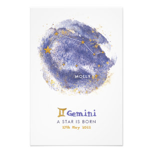 Foto Gemini Nombre del Bebé Zodiac Starry Nursera Poste