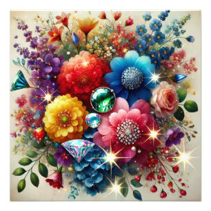 Foto Gemstone Elegance Vibrante Watercolor Floral Maste