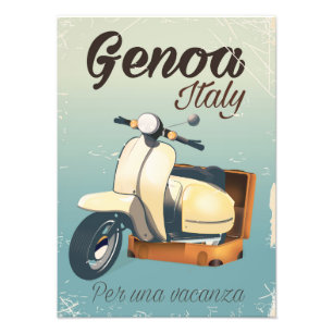 Foto Génova Italia Para unas vacaciones cartel vintage