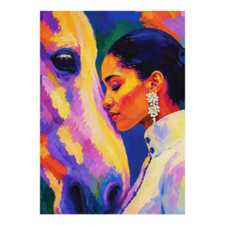 Foto Gentle Bond – Mujer y Caballo Retrato Fauvista