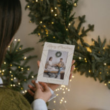 Foto geométrica de Navidad de la familia en beige 