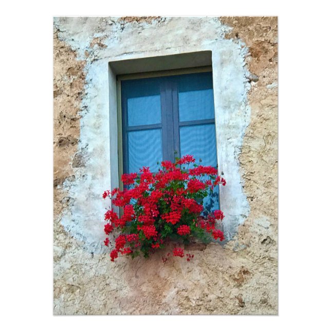 Foto Geranios en la ventana de la Toscana (Frente)