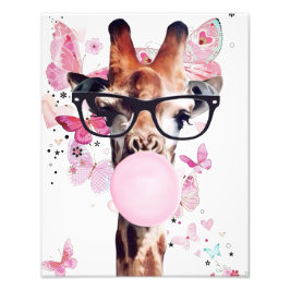 Foto Giraffe Gum con fondo de mariposa