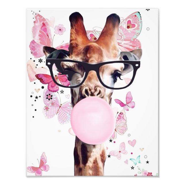 Foto Giraffe Gum con fondo de mariposa (Frente)