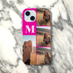 Foto Girona Monograma Negrita Rosa<br><div class="desc">Crea un aspecto único y elegante con este estuche para iPhone personalizado. Añade tus 4 fotos favoritas y personalizar con tu monograma para un toque realmente personal. ¡Ideal para mostrar tus recuerdos y tu estilo!</div>