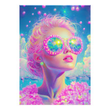 Glamorosa mujer neón con gafas de espuma