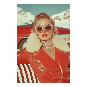 Foto Glamoroso estilo retro invernal en un ambiente alp