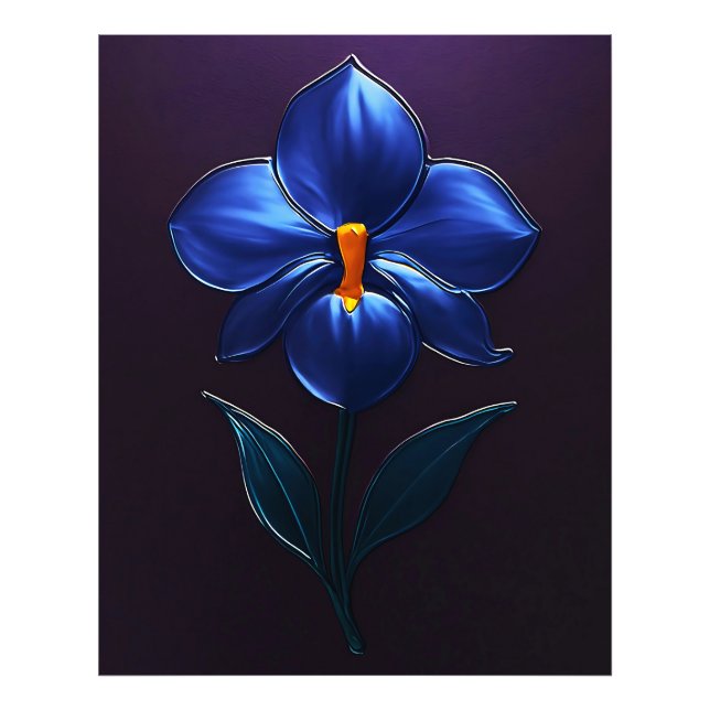 Foto Glänzende Blaue Orchidee – Botanische Kunst (Frente)