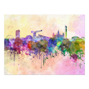 Foto Glasgow skyline in watercolor background